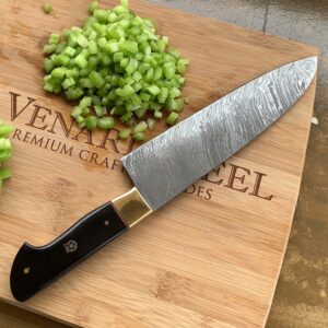 8” Chef Knife - Hand Forged with Black Bone