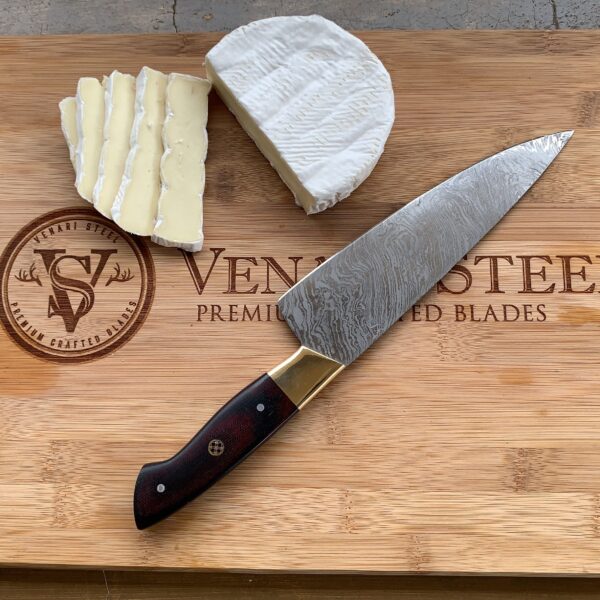 8” Chef Knife - Hand Forged with Red/Black Micarta