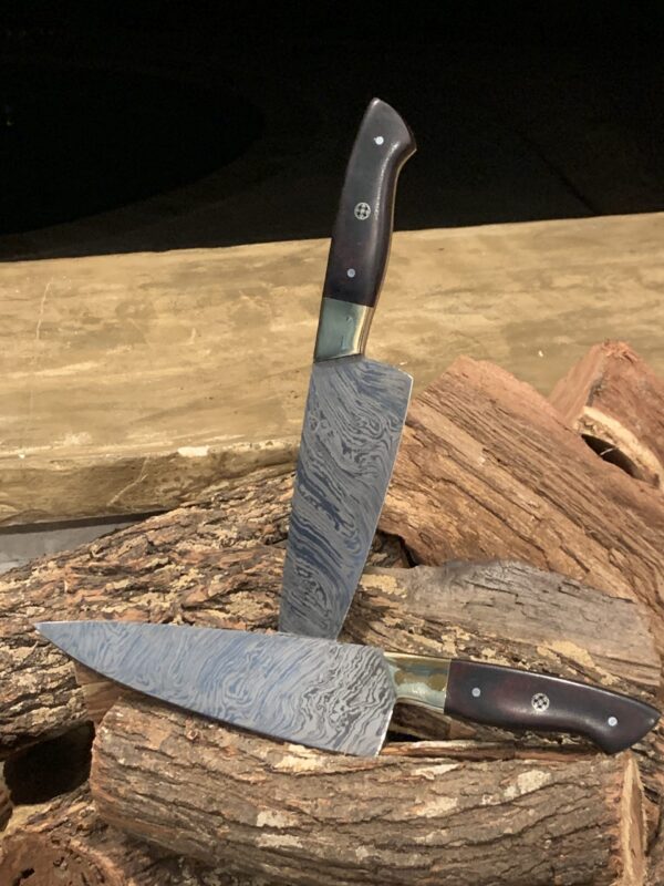 8” Chef Knife - Hand Forged with Red/Black Micarta - Image 3