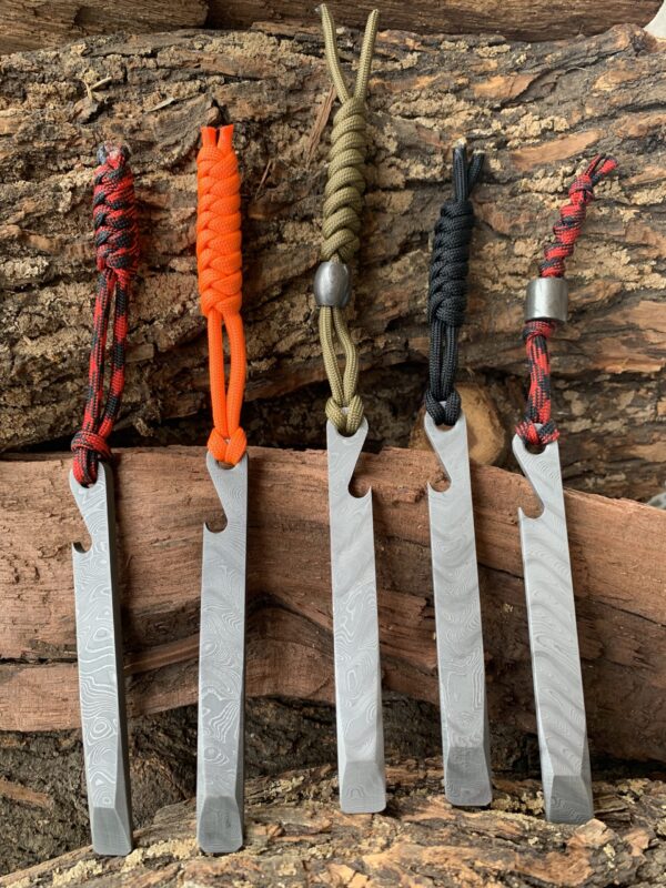 4" EDC Stainless Steel Damascus PryBar - Image 2