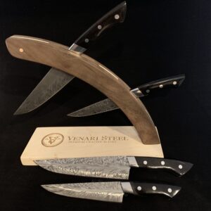 2 Piece Feather Damascus Chef Set - with FREE Knife Rack